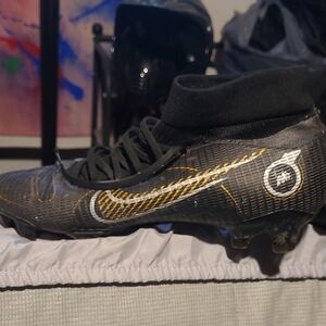 Nike Mercurial Black and Gold High-Top Cleats